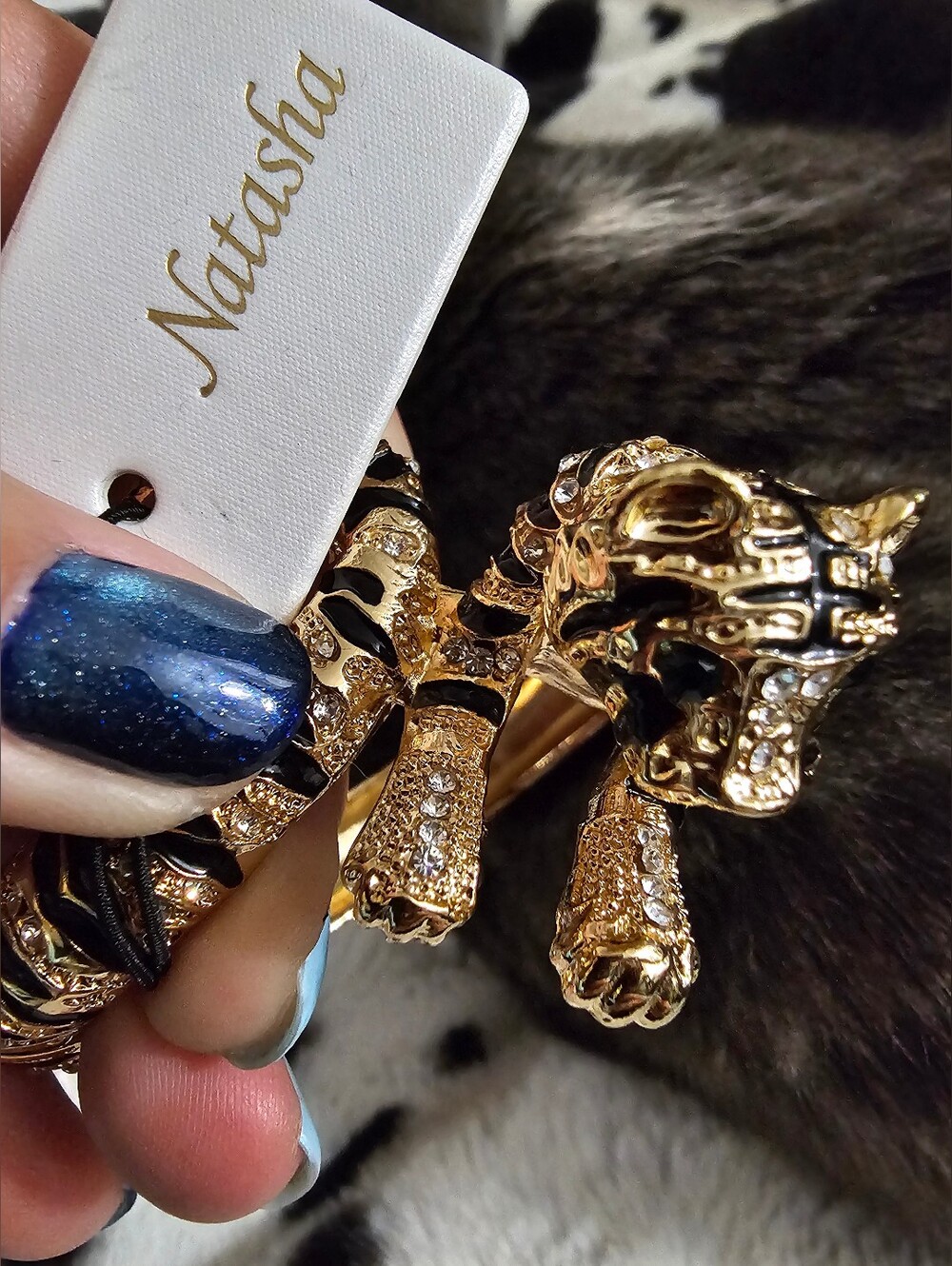 NWT Tiger Statement Jewelry Set Natasha Necklace & Bracelet Anna & Ava Ring Sz 8 - Picture 8 of 16